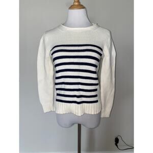 J Crew Ivory Navy Blue 1988 Striped Rollneck Sweater L/S Size XS
